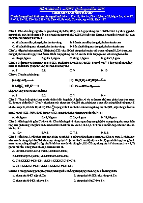 Đề thi thử số 1  THPT Quốc gia năm 2015 môn Hóa học